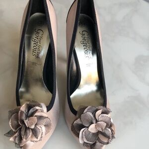 New Look Cream and Black Floral Heels